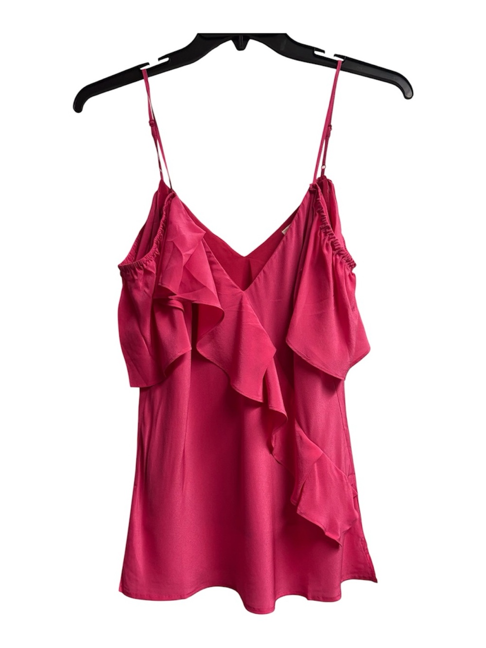 NWT Gold Hawk 100% Silk Cold Shoulder Victoria Ruffle Top Size Large